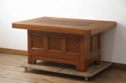 イギリスビンテージ　チーク材　優しい木の温もり溢れるネストテーブル(サイドテーブル、カフェテーブル、コーヒーテーブル、ローテーブル、英国、ヴィンテージ)(R-065657)