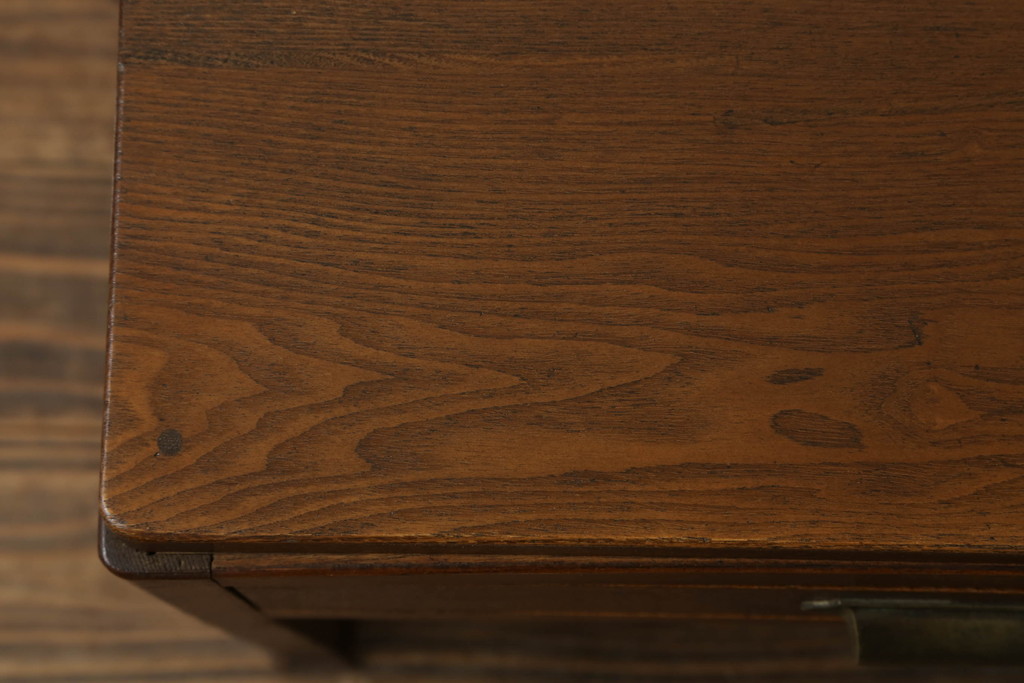 和製アンティーク　タモ材　味のある風合いが魅力の片袖机(ローテーブル、文机、座机、ワークデスク、在宅用、在宅ワーク用)(R-065969)