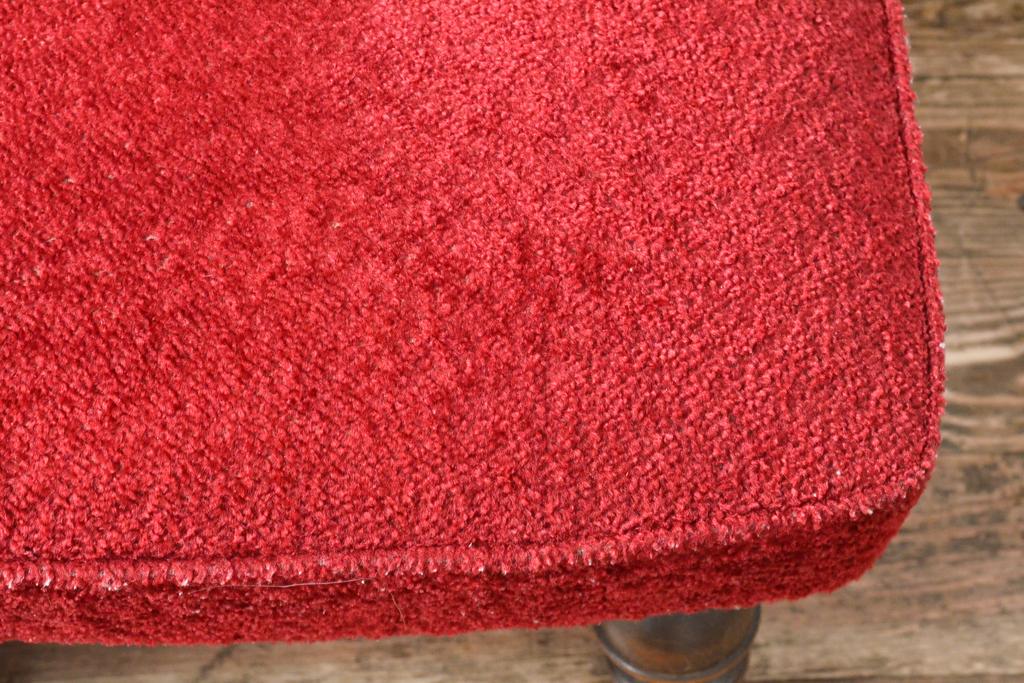 和製ビンテージ　永田良介商店　鮮やかな赤色のファブリックとシックな木色が目を引くダイニングチェア2脚セット(椅子、イス、ヴィンテージ)(R-055270)