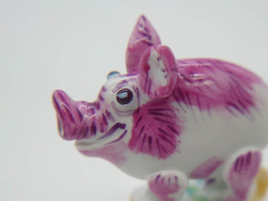 ドイツ　マイセン　Meissen　子　亥　細部までこだわりを感じるキュートなミニ干支人形2体セット(鼠、ねずみ、ネズミ、猪、いのしし、イノシシ、置物、フィギュリン)(R-073659)