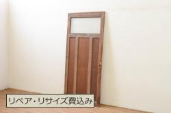 昭和レトロ　モールガラス入りの引き戸2枚セット(ガラス戸・窓)(2)