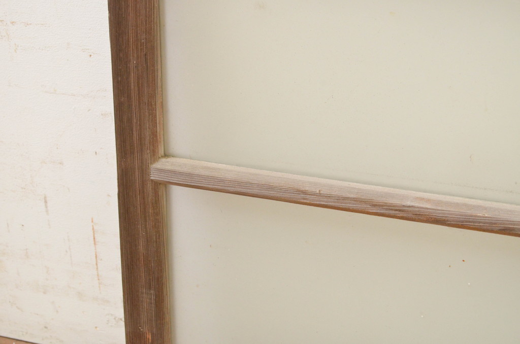 アンティーク建具　古い木味が魅力的なガラス窓2枚セット(引き戸、ガラス戸)(R-071269)