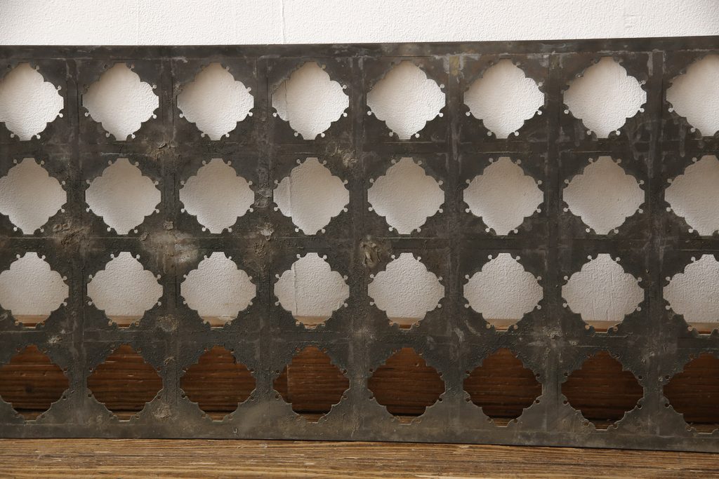 アンティーク建具　希少な珍品!凝った作りの銅製フェンス(欄間、明かり取り、明り取り、金網)(R-056613)