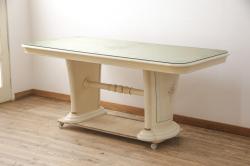 中古　イタリア輸入家具　　ロココ調　エレガントな佇まいが魅力的なダイニングテーブル(食卓、4人掛け、四人掛け)(R-055324)
