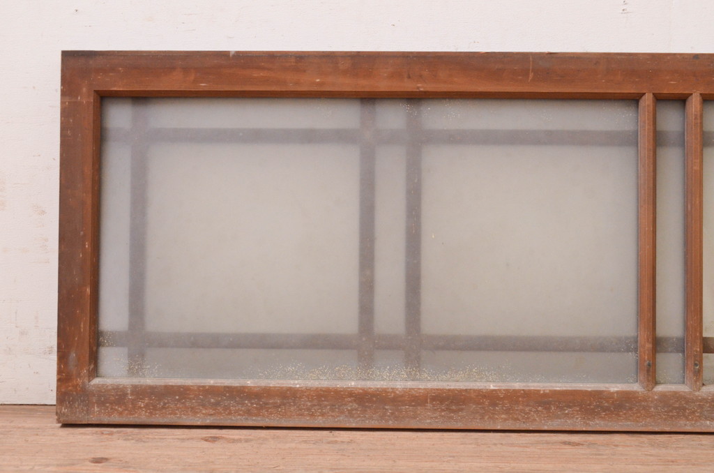 アンティーク建具　大正ロマン　ノスタルジックな雰囲気漂うガラス欄間1枚(窓、明り取り、明かり取り)(R-071542)