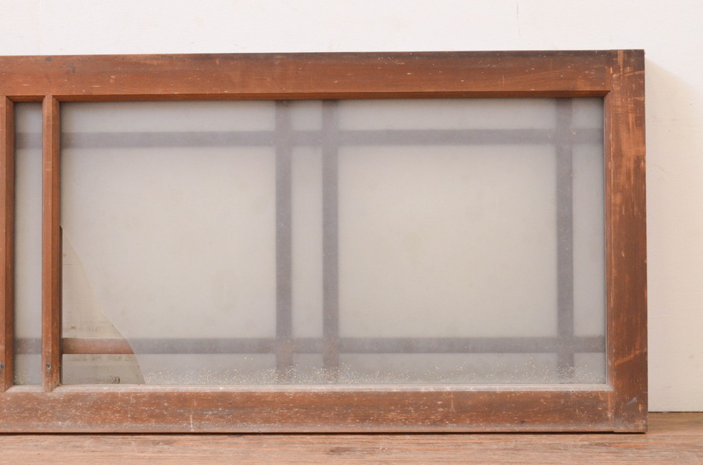 アンティーク建具　大正ロマン　ノスタルジックな雰囲気漂うガラス欄間1枚(窓、明り取り、明かり取り)(R-071542)