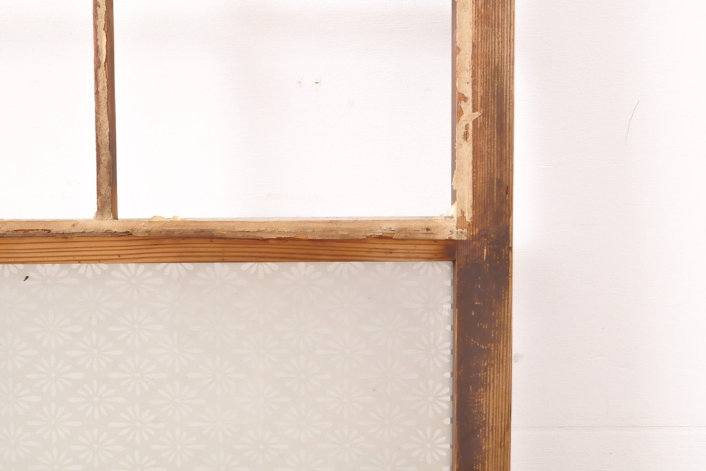 和製アンティーク　素朴な風合いが時代の趣を感じる引き戸2枚セット(障子戸、ガラス戸、建具)(R-055132)