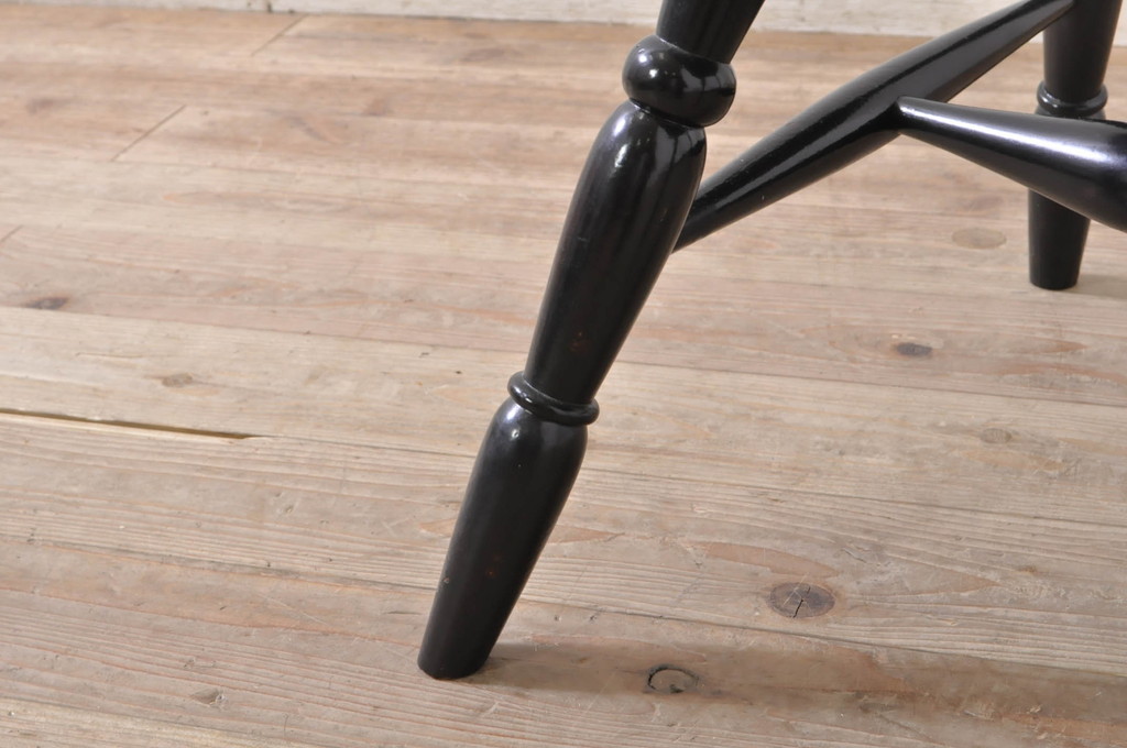 和製ビンテージ　松本民芸家具　#16型スピンドルチェア　ゆったりと座れるダイニングチェア4脚セット(板座チェア、椅子、イス、ヴィンテージ)(定価4脚で約40万円)(R-072364)