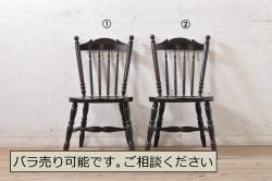 中古　神戸洋家具　メープル不二屋(MAPULE FUJIYA)　クラシカルな佇まいが魅力のアームチェア(ダイニングチェア、椅子、イス)(R-066901)