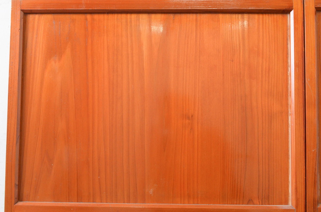 アンティーク建具　レトロな空間作りにおすすめな幅狭ガラス帯戸2枚セット(引き戸、板戸)(R-072537)