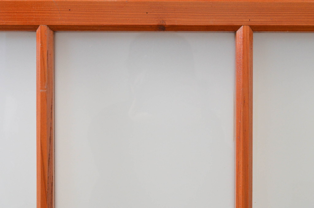 アンティーク建具　レトロな空間作りにおすすめな幅狭ガラス帯戸2枚セット(引き戸、板戸)(R-072537)