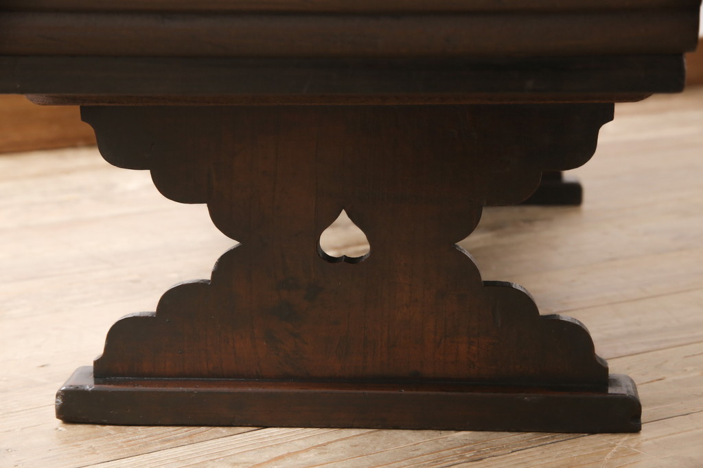 和製アンティーク　総ケヤキ材　上質な和の空間づくりにぴったりな文机(ローテーブル、座机、センターテーブル、花台)(R-053088)