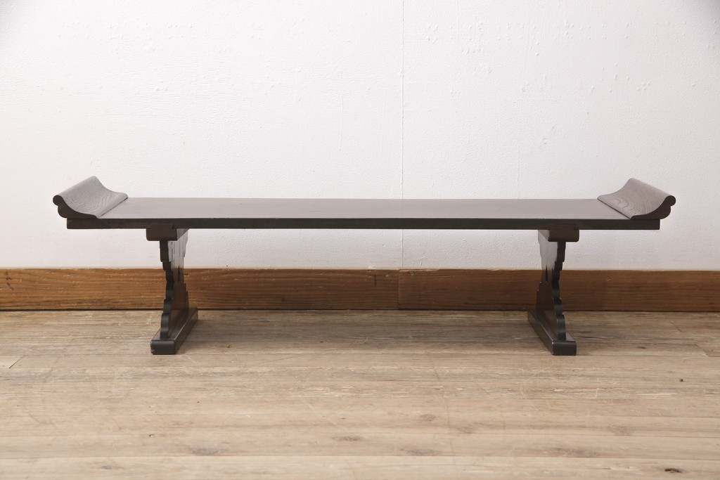 和製アンティーク　総ケヤキ材　上質な和の空間づくりにぴったりな文机(ローテーブル、座机、センターテーブル、花台)(R-053088)