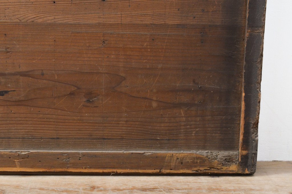 アンティーク建具　重厚な佇まいの格子板戸2枚セット(引き戸、建具)(R-055079)