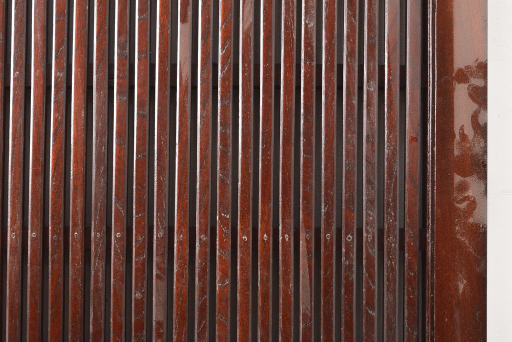 和製アンティーク　漆のきれいな総ケヤキ格子蔵戸1枚(玄関戸、引き戸、建具)(R-055069)