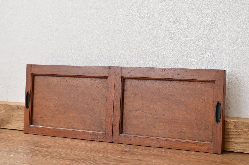 タN0173◇(1)【H74cm×W94,5cm】×2枚◇アンティーク◇重厚な欅の