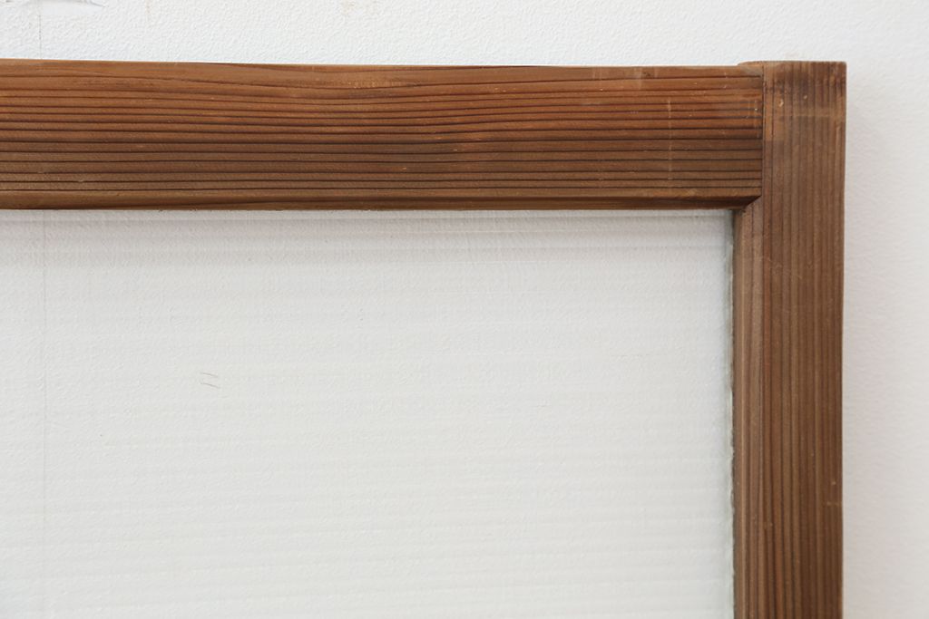 アンティーク　古い木味のモールガラス戸　2枚セット(2)(引き戸、窓)