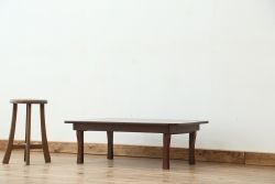 アンティーク家具　アンティーク　古い栓材のシンプルな折り畳み角ちゃぶ台(テーブル)