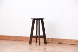 アンティーク家具　アンティーク　古いナラ材のスツール(丸イス、丸椅子)