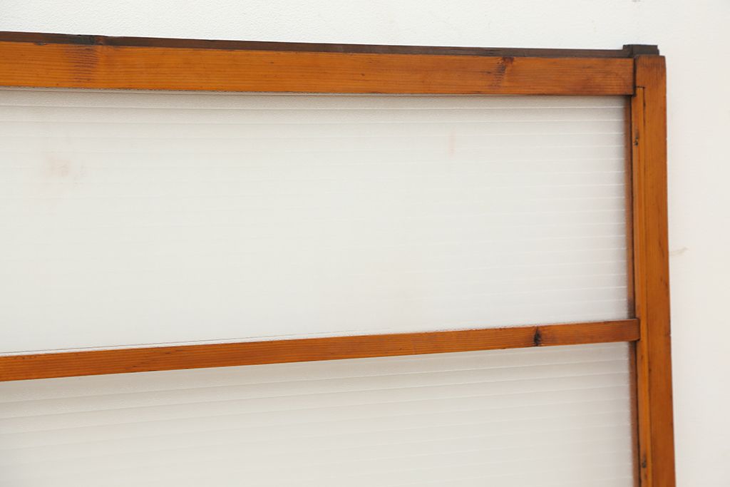 アンティーク　古い木の銀モールガラス引き戸2枚セット(1)(ガラス戸/建具/小窓)