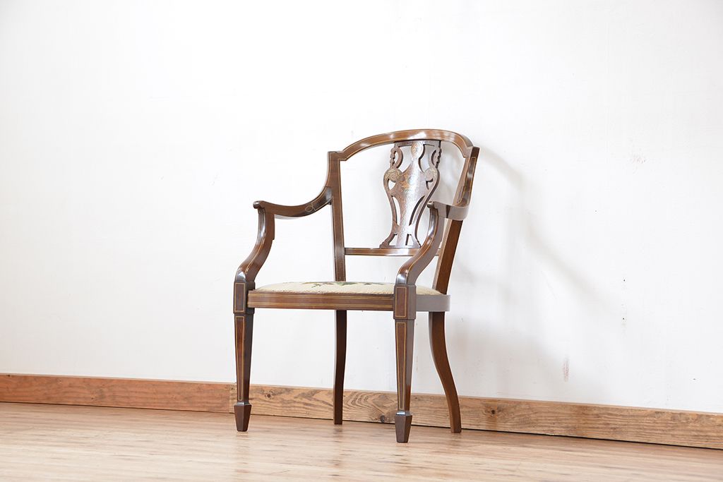 イギリスアンティーク 象嵌 椅子-
