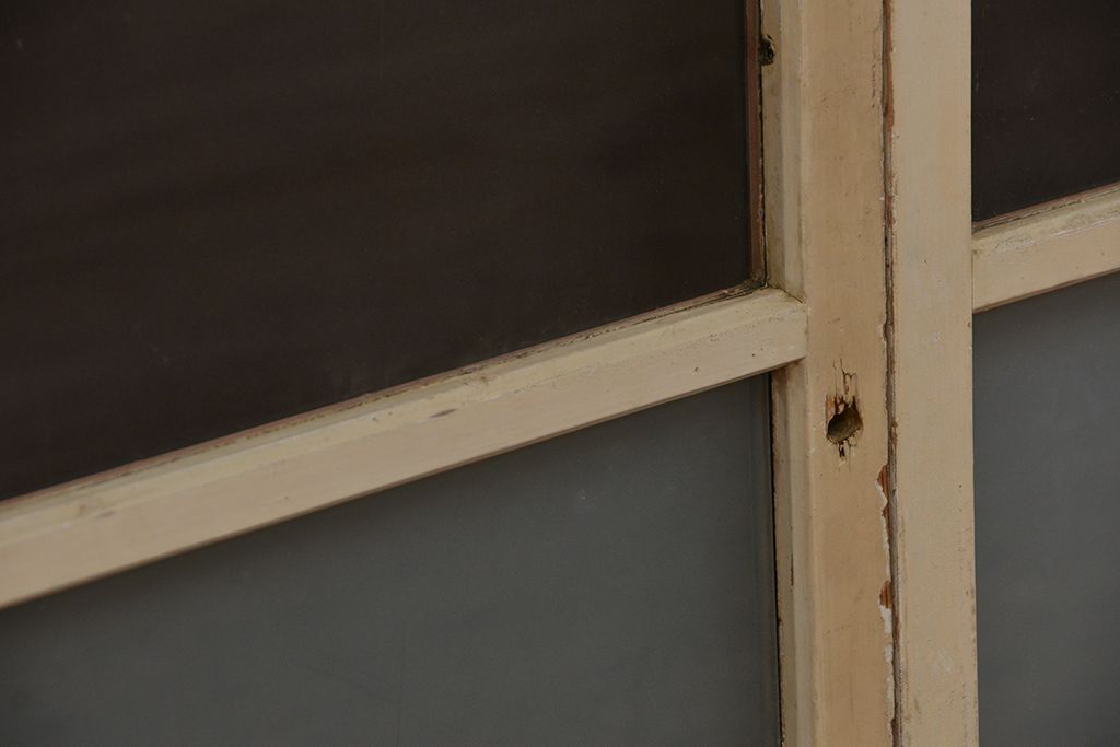 アンティーク ペンキの剥げたシンプルなガラス戸 2枚セット(1)(窓・引き戸)