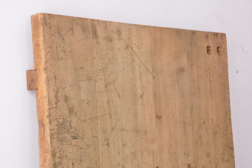 アンティーク家具　1960年代　使い込まれた　ナラ材総無垢　極厚天板(2)(古材、テーブル、材料)