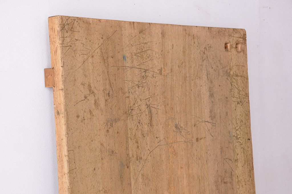 アンティーク家具　1960年代　使い込まれた　ナラ材総無垢　極厚天板(5)(古材、テーブル、材料)