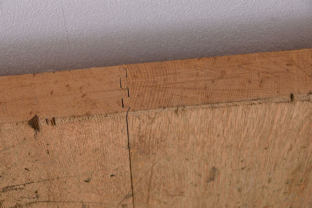 アンティーク家具　1960年代　使い込まれた　ナラ材総無垢　極厚天板(5)(古材、テーブル、材料)