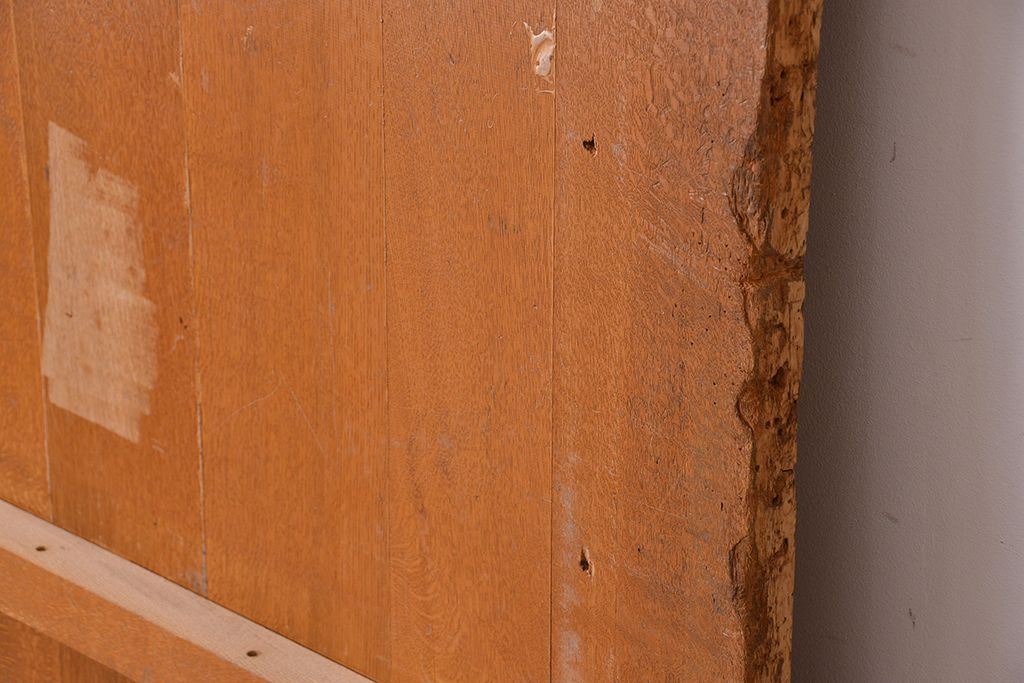 アンティーク家具　1960年代　使い込まれた　ナラ材総無垢　極厚天板(7)(古材、テーブル、材料)
