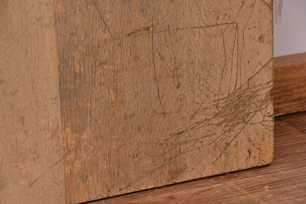 アンティーク家具　1960年代　使い込まれた　ナラ材総無垢　極厚天板(8)(古材、テーブル、材料)