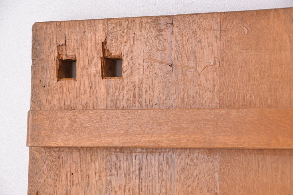 アンティーク家具　1960年代　使い込まれた　ナラ材総無垢　極厚天板(8)(古材、テーブル、材料)