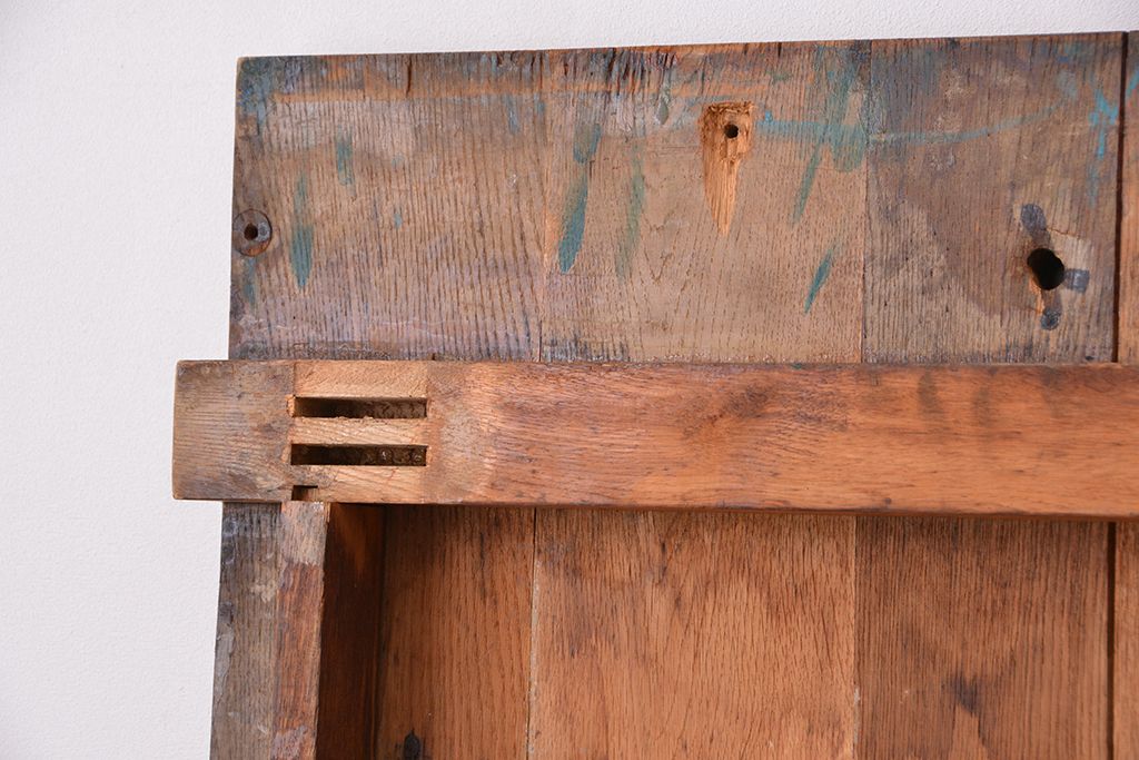 アンティーク雑貨　1960年代　使い込まれた　ナラ材総無垢　極厚天板(11)(古材、テーブル、材料)