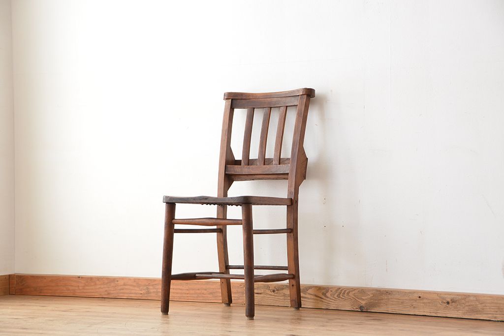 家具・インテリアアンティーク 三越ブルージュ チャーチチェア 木製椅子 イス チェア 書斎レトロ