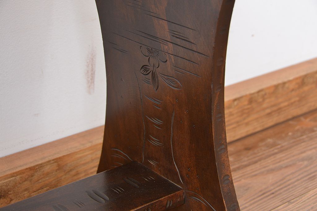 ビンテージ　中古軽井沢彫りスツール(椅子、チェア)