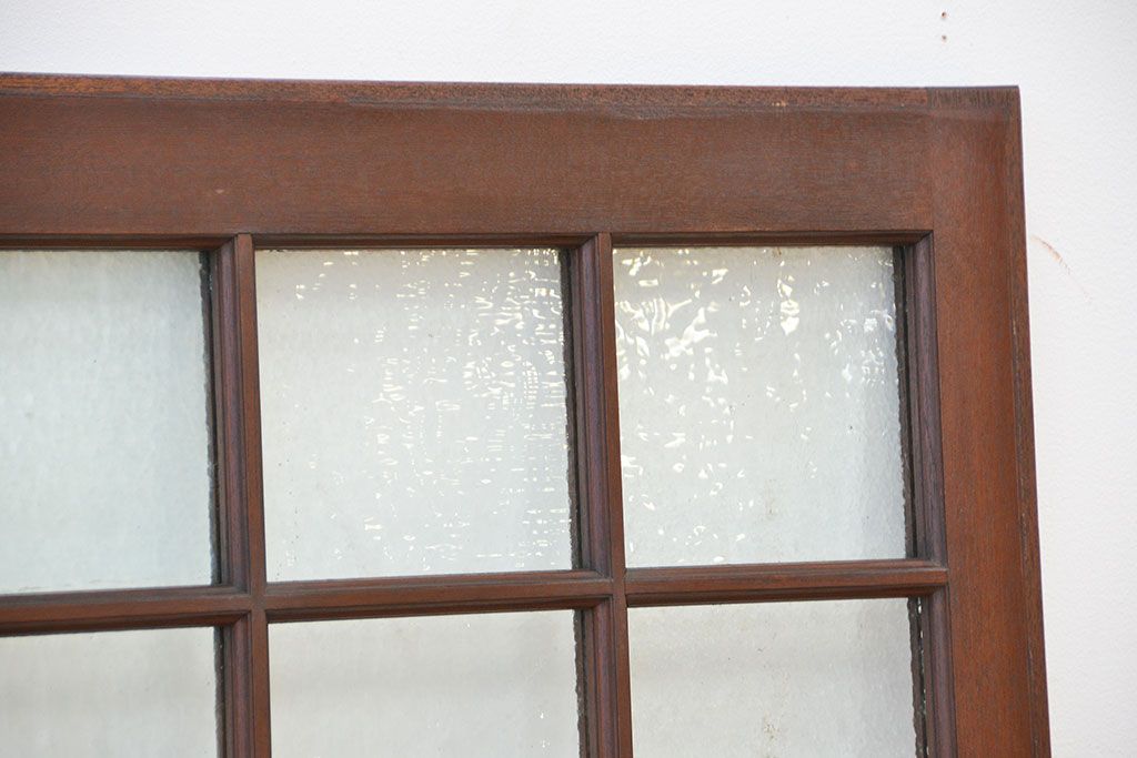 日本製アンティーク　大正〜昭和初期　チーク材　大きく上質なフィックス窓(はめ殺し戸、明り取り、明かり取り)