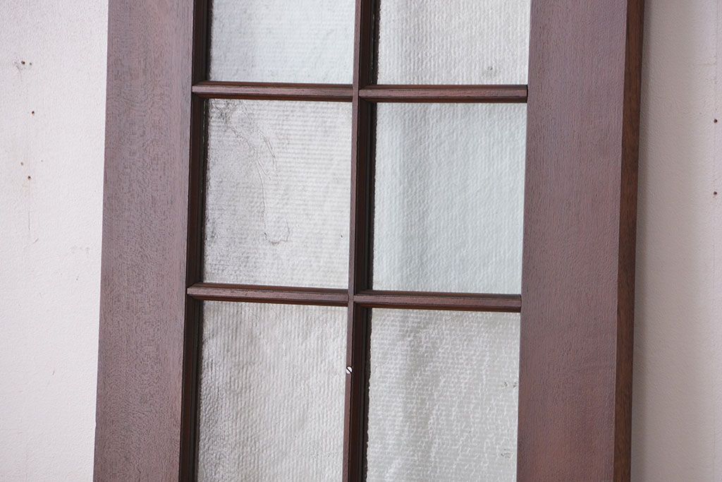 日本製　アンティーク　大正〜昭和初期　古い洋館のチーク材フィックス戸(3)(はめ殺し戸)