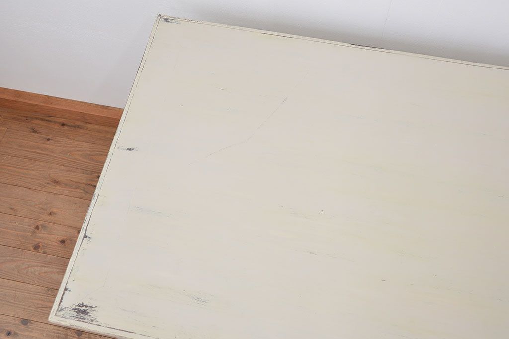 レトロ家具　昭和レトロ アンティークペイントのかわいい片袖机(テーブル、デスク、在宅ワーク、在宅用)