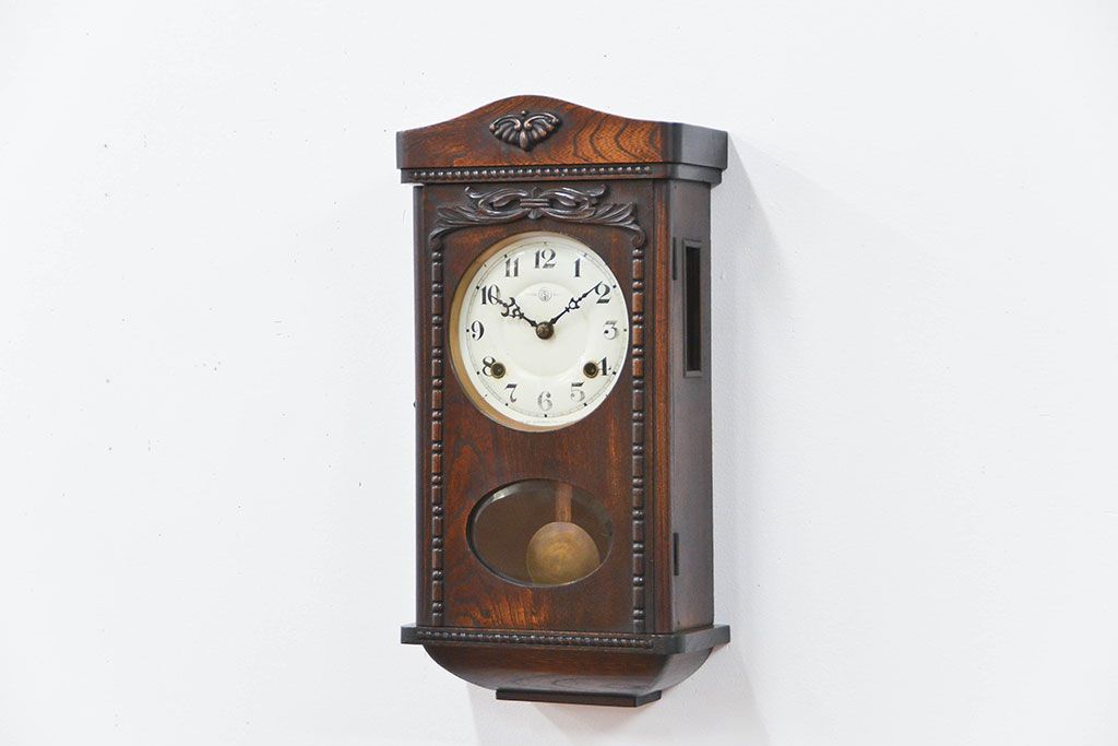 アンティーク雑貨　大正ロマン　英工舎(EIKOSHA、エイコウシャ)スリゲル柱時計(ボンボン時計、掛け時計)