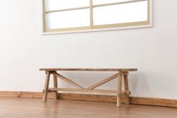 アンティーク家具　アンティーク 古い木味のシンプルなベンチ(1)(長椅子、長イス)　