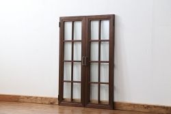 アンティーク 古い洋館の上質な面取りガラス 観音扉1対(2)(窓、両開き戸、両開き窓)