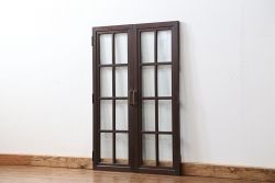 アンティーク 古い洋館の上質な面取りガラス 観音扉1対(5)(窓、両開き戸、両開き窓)