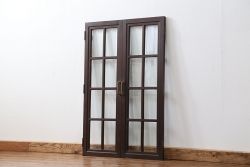 アンティーク 古い洋館の上質な面取りガラス 観音扉1対(6)(窓、両開き戸、両開き窓)