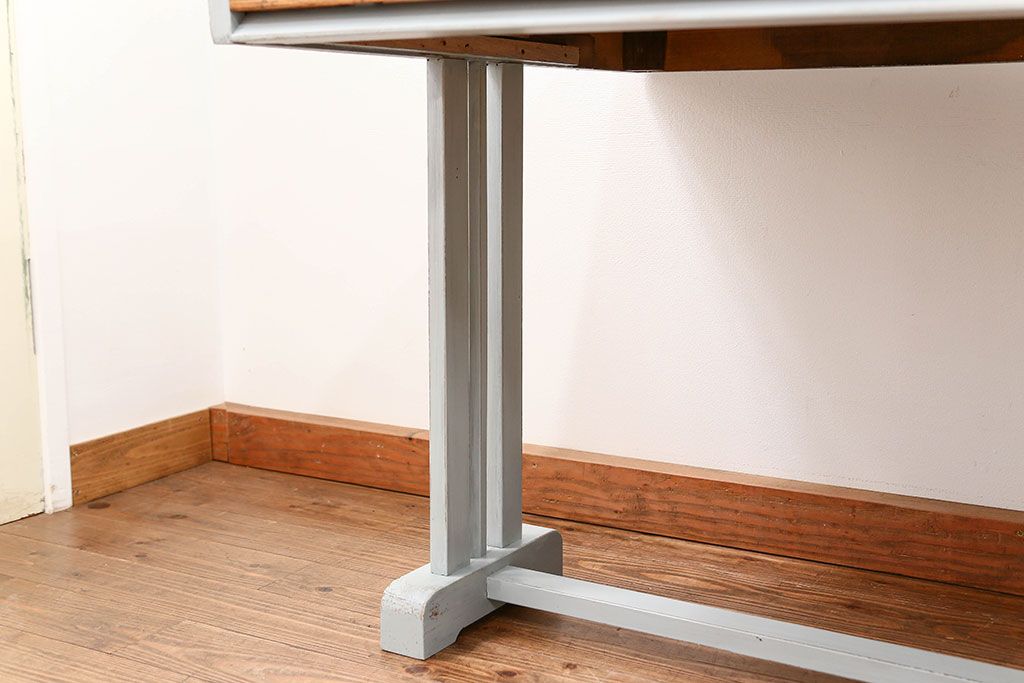 アンティーク家具　アンティークペイント かわいい片袖机(テーブル、作業台)