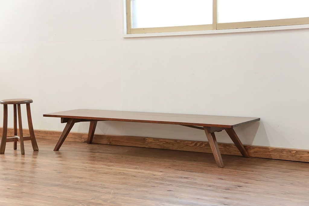 レトロ家具 昭和レトロ 折り畳み式!古い木の横長テーブル(1) | ラフジュ工房