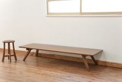 レトロ家具　昭和レトロ 折り畳み式!古い木の横長テーブル(2)
