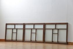 昭和レトロ　シンプルなすりガラス窓3枚セット(ガラス戸・引き戸)