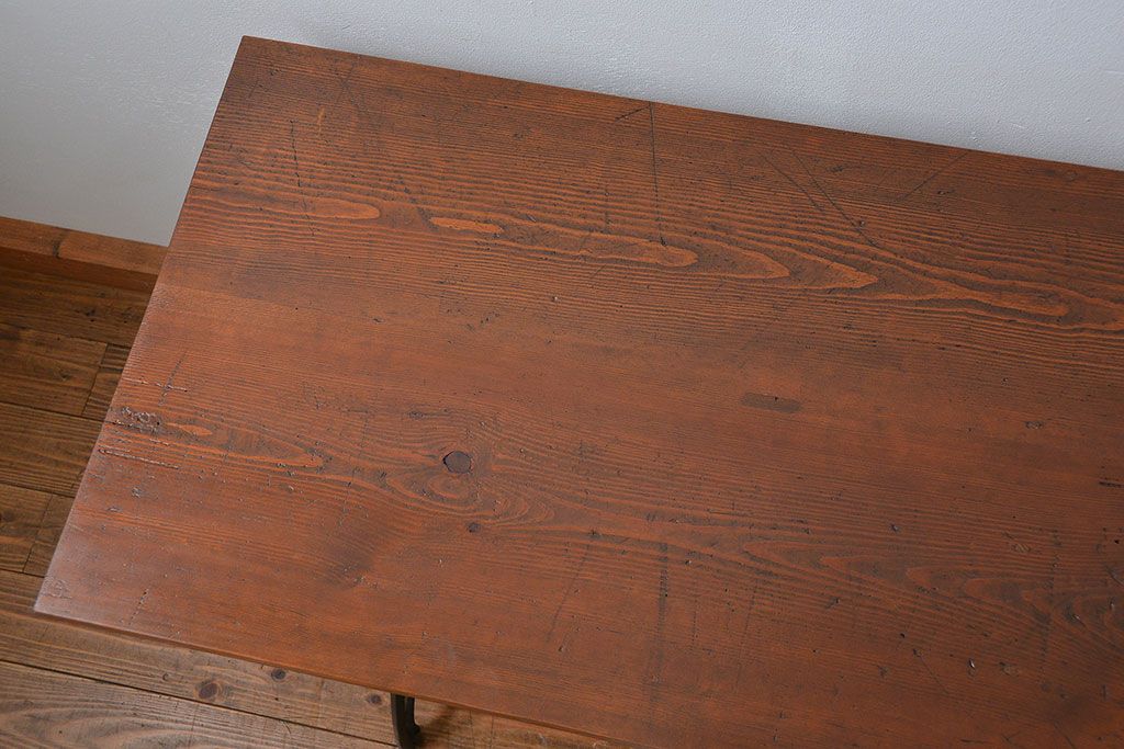 イギリスアンティーク 古材を使ってリメイクしたシンガーミシンテーブル(3)(作業台、机)