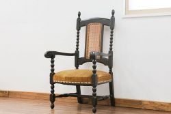 アンティーク家具　大正ロマン 上質な古いナラ材のアームチェア(椅子、イス)
