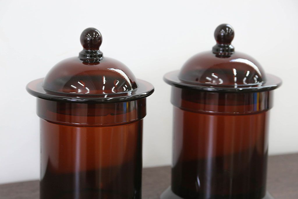 アンティーク雑貨　アンティーク 古いフタ付きガラス瓶(小びん) 2個セット
